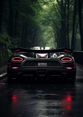 Black Koenigsegg in Forest