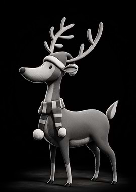 Monochrome Christmas Reindeer