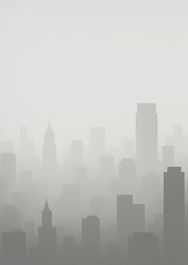 Monochromatic Cityscape in Fog