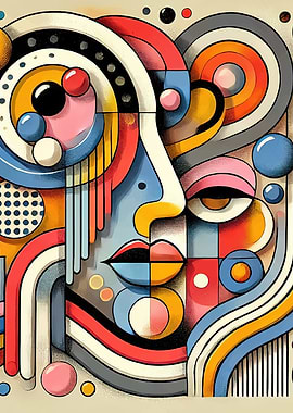 Abstract Face with Geometric Shapes