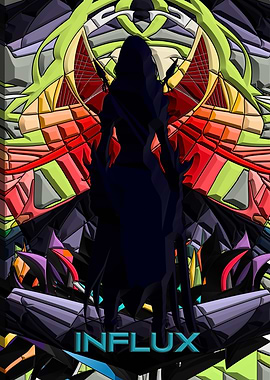 Dark Figure with Colorful Abstract Background