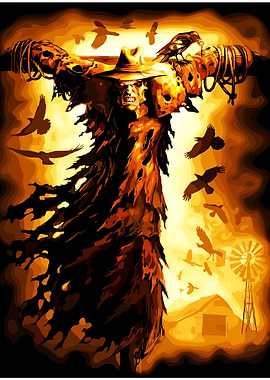 Scarecrow Horror Art with Crows