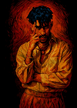 Bad Bunny Portrait in Warm Tones