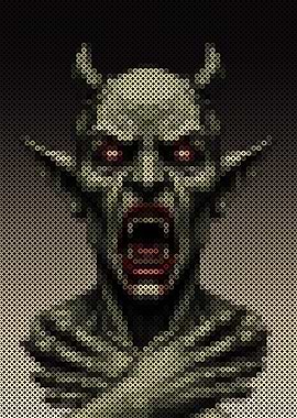 Pixelated Demon Portrait