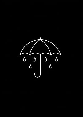 Minimalist Umbrella and Raindrops Icon