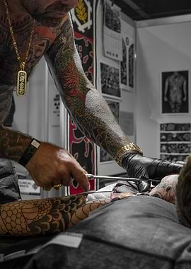 Tattoo artist at work