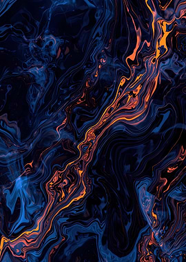Abstract Blue and Orange Marble Texture