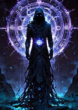 Mystic Figure with Glowing Circle