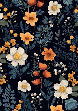 Dark Floral Pattern Flowers
