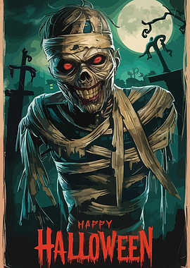 Happy Halloween Mummy Poster
