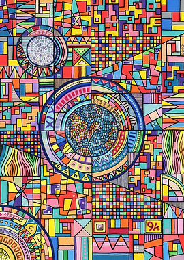 The World Existence Theatre - Colorful Abstract Geometric Painting with Circles