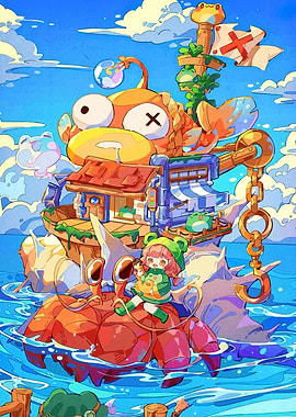 Fantasy Island Adventure with Crab and Girl