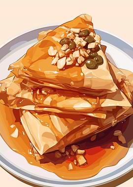 Baklava Dessert Illustration