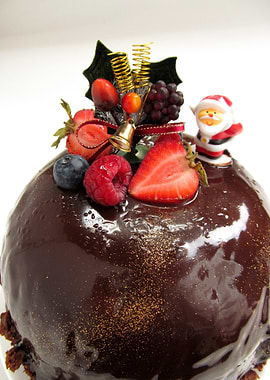 Christmas Chocolate Cake with Santa Decoration
