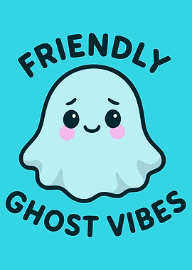 Friendly Ghost Vibes Cartoon Illustration