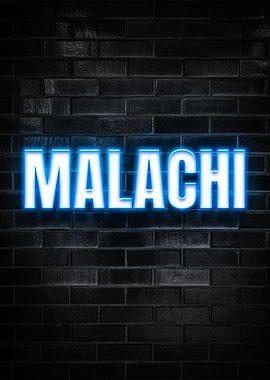Malachi Neon Sign on Brick Wall