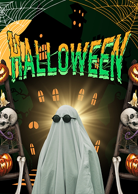 Halloween Ghost with Sunglasses Illustration