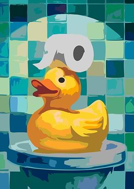 Rubber Duck with Toilet Paper