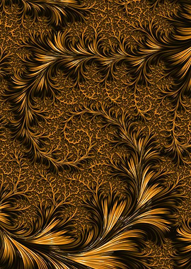 Golden Fractal Floral Pattern