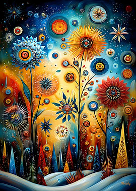 Abstract Winter Garden – Surreal Festive Decorative Art