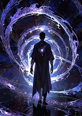 Mystic Figure in Cosmic Portal