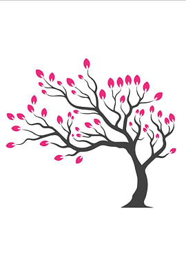 Stylized Tree with Pink Leaves
