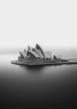 Sydney Opera House Black and White