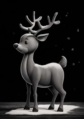 Monochrome Christmas Reindeer