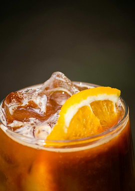 Iced Coffee with Orange Slice