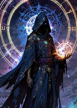 Mystic Mage with Orb and Hood