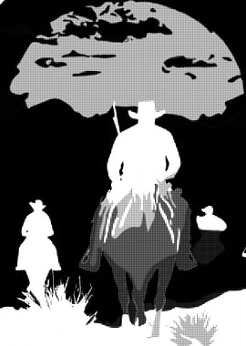 Western Riders Black and White