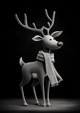 Monochrome Reindeer with Scarf