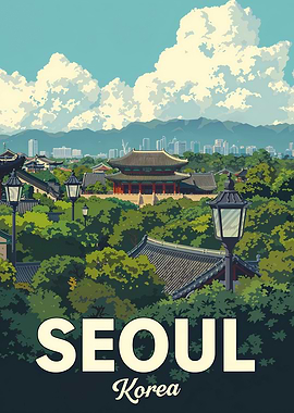 Seoul, Korea Travel Poster