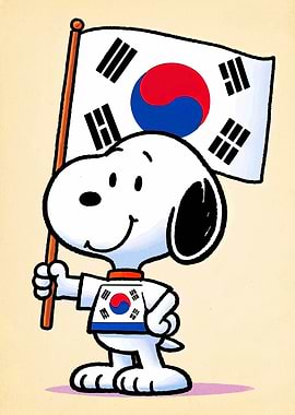 Snoopy with South Korean Flag