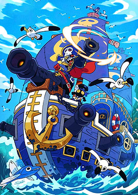 Cartoon Pirate Ship Adventure