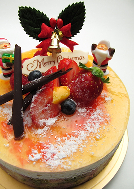 Festive Christmas Cake with Santa Figures
