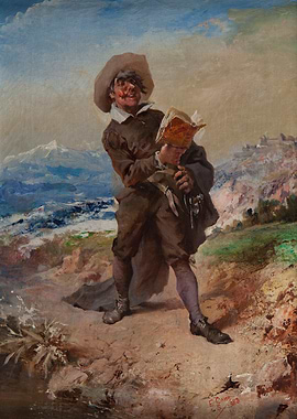 Man with Hat and Book Painting