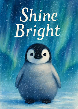 Cute Penguin with Northern Lights