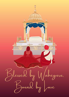 Sikh Wedding Illustration: Blessed by Waheguru