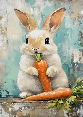 Bunny with Carrots Painting