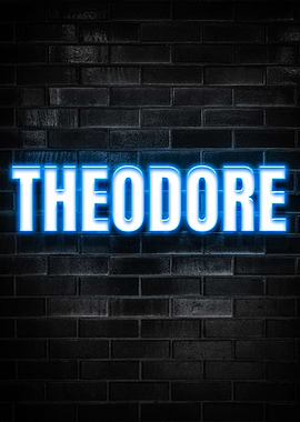 Theodore Neon Sign on Brick Wall