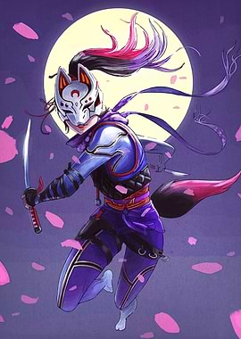 Fox Mask Warrior with Swords