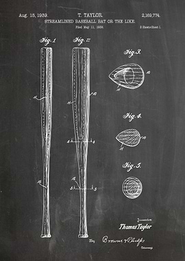 Streamlined Baseball Bat Patent Drawing