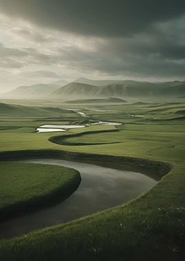 Meandering River Through Lush Green Valley — Cinematic Mountain Landscape