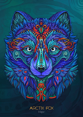 Colorful Ornate Fox Portrait