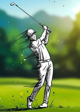 Golfer in Action Sketch