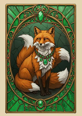 Fox with Emerald Necklace Portrait