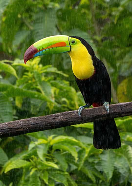 Keel-billed Toucan in the Rain