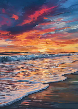 Ocean by Sunset Painting