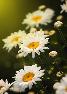 White Daisies with Yellow Centers